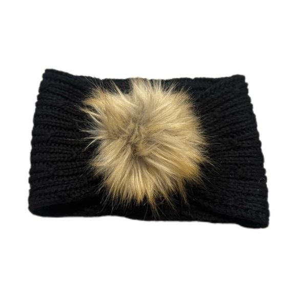 Michaels Accessories - Michael Kors Black Neck Warmer With Faux Fur Pom Pom